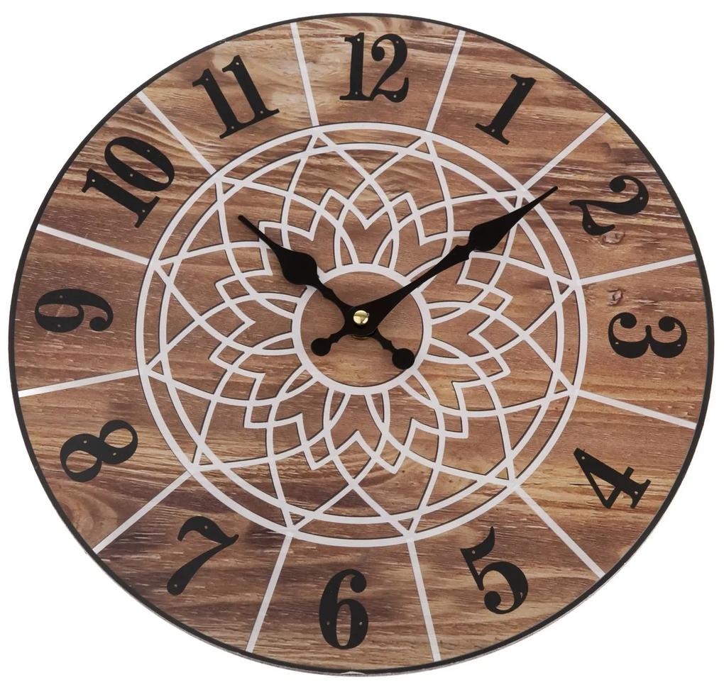 Nástenné hodiny Mandala 34 cm, natural