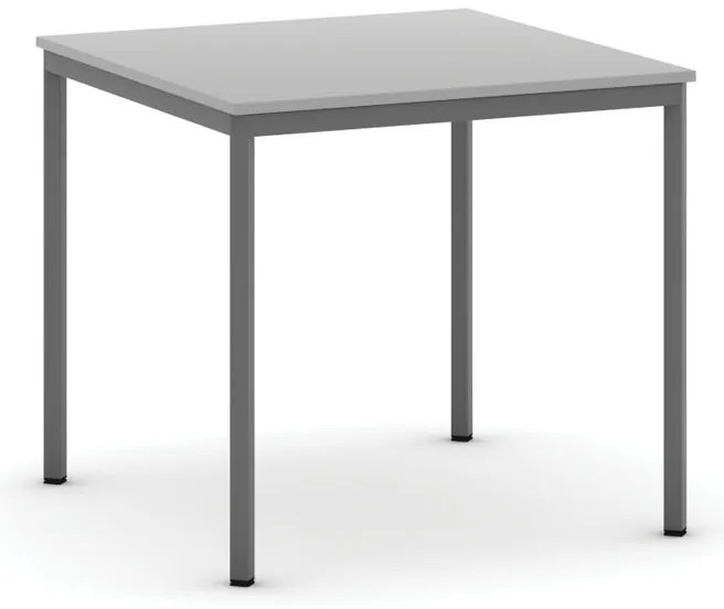 Jedálenský stôl, 80x80 cm, tmavo sivá podnož, sivá