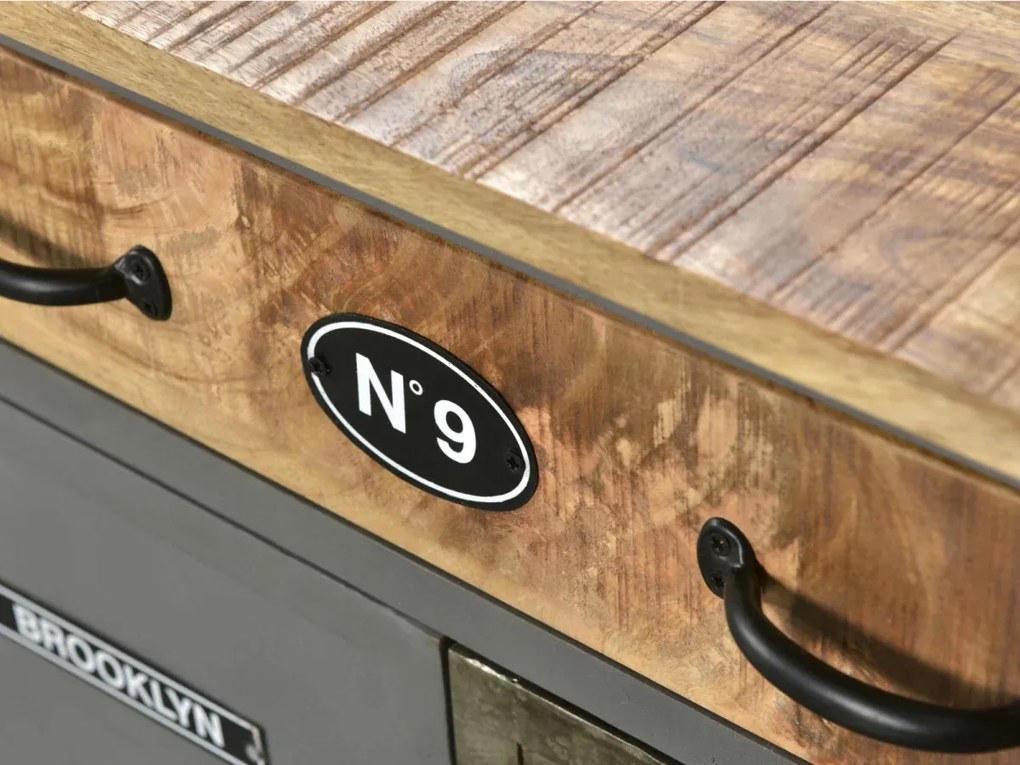 furniture-nabytek.cz - Masívna umývadlová skrinka Pinetown z mangového dreva a kovu, lakovaná, viacfarebná – 71×35×63 cm