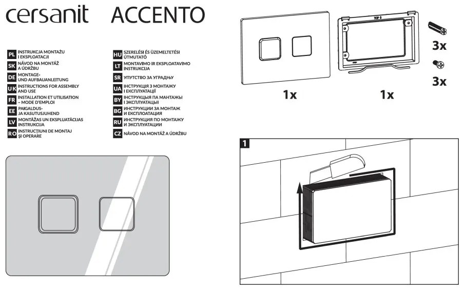 Cersanit Accento Square, pneumatické splachovacie tlačidlo, čierna, K97-426