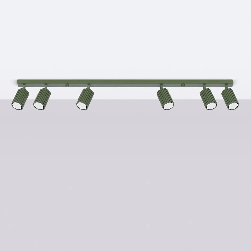 Bodové svietidlo Karbon, 6x olivovo zelené kovové tienidlo, (možnosť polohovania)