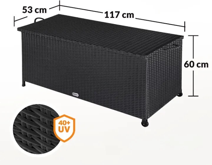 InternetovaZahrada Úložný box s kolieskami 370 L - čierny