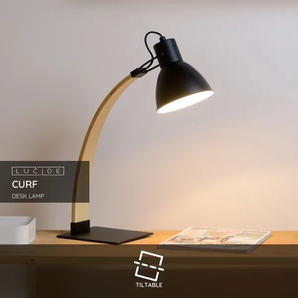 Lucide 03613/01/30 - Stolná lampa CURF 1xE27/60W/230V čierna