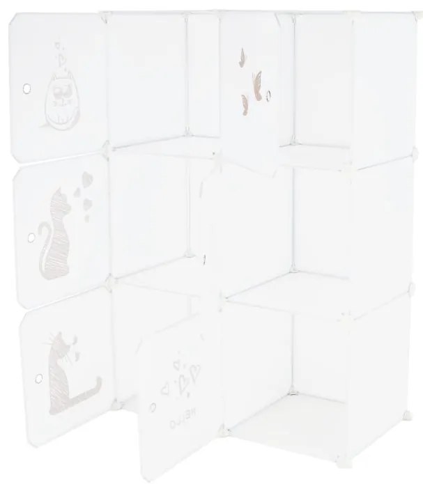 Kondela Detská modulárna skrinka, biela-detský vzor, DINOS