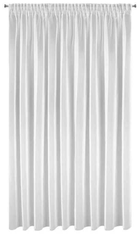 Biela záclona na páske ESEL vyrobená z hladkej lesklej látky 350x250 cm