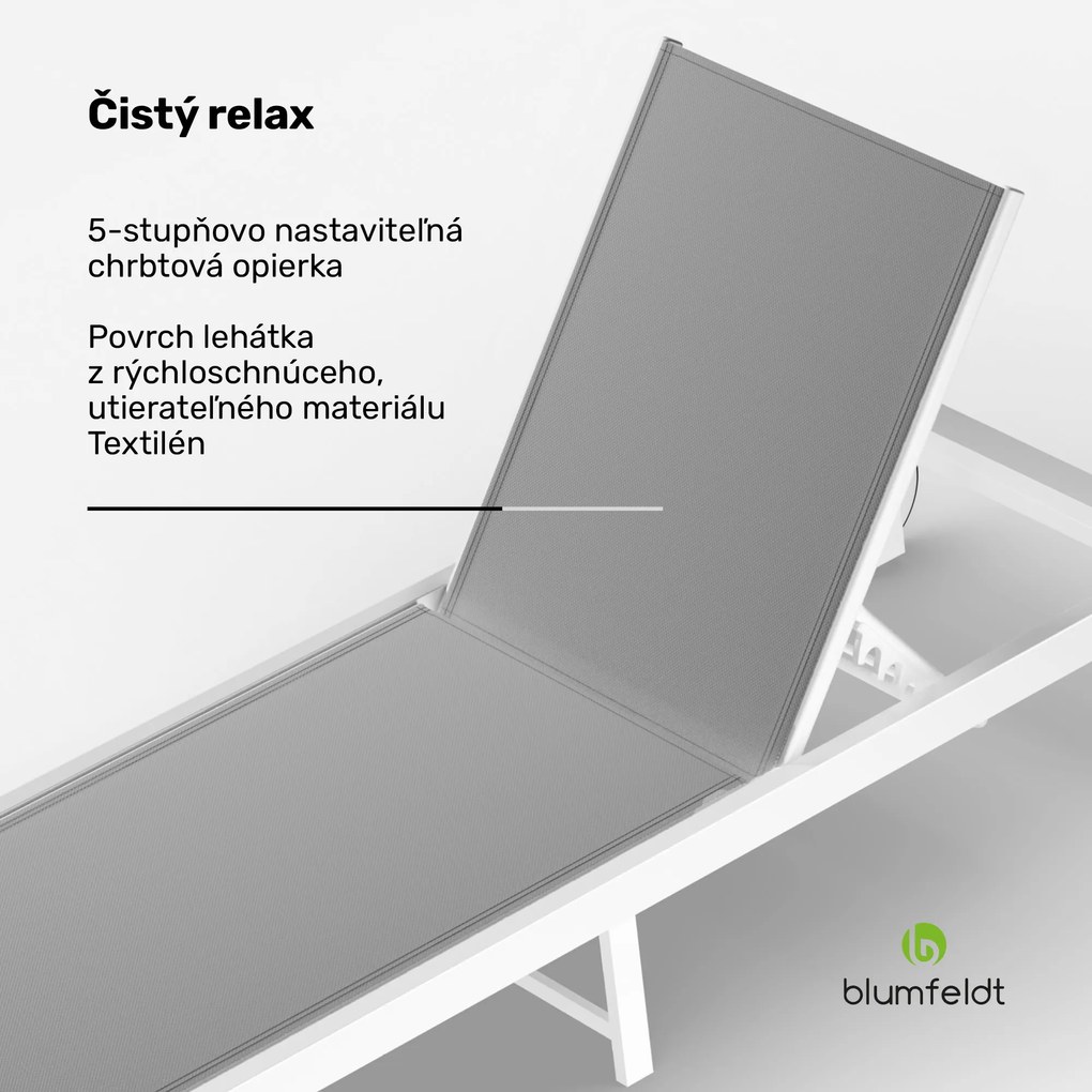Blumfeldt Lucca Lounge ležadlo, nosnosť 120 kg, 5-stupňové, vodoodpudivé