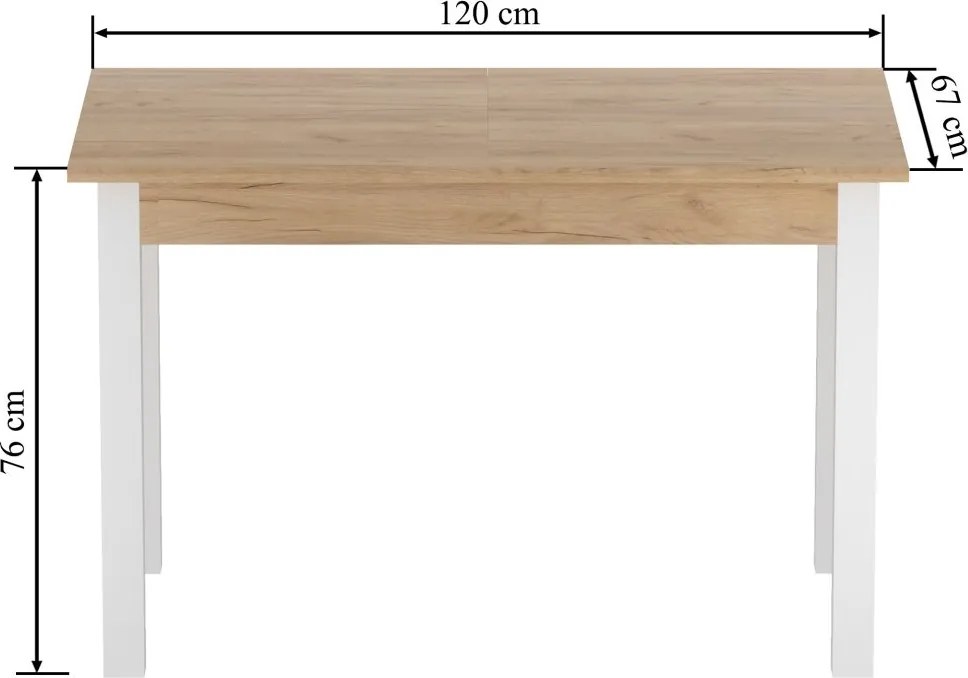 Vintino Jedálenský stôl VERITAS 120-160cm/ × 67 cm dub zlatý craft / biela