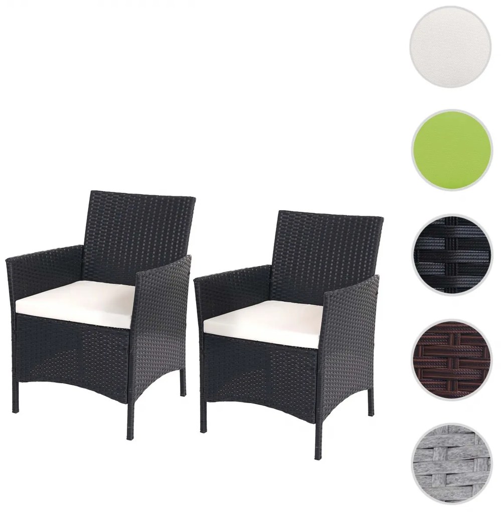 Set 2 záhradných stoličiek Halden, polyratan - antracit, krémové vankúše