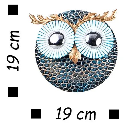 Nástenná kovová dekorácia SOVA II modrá/strieborná