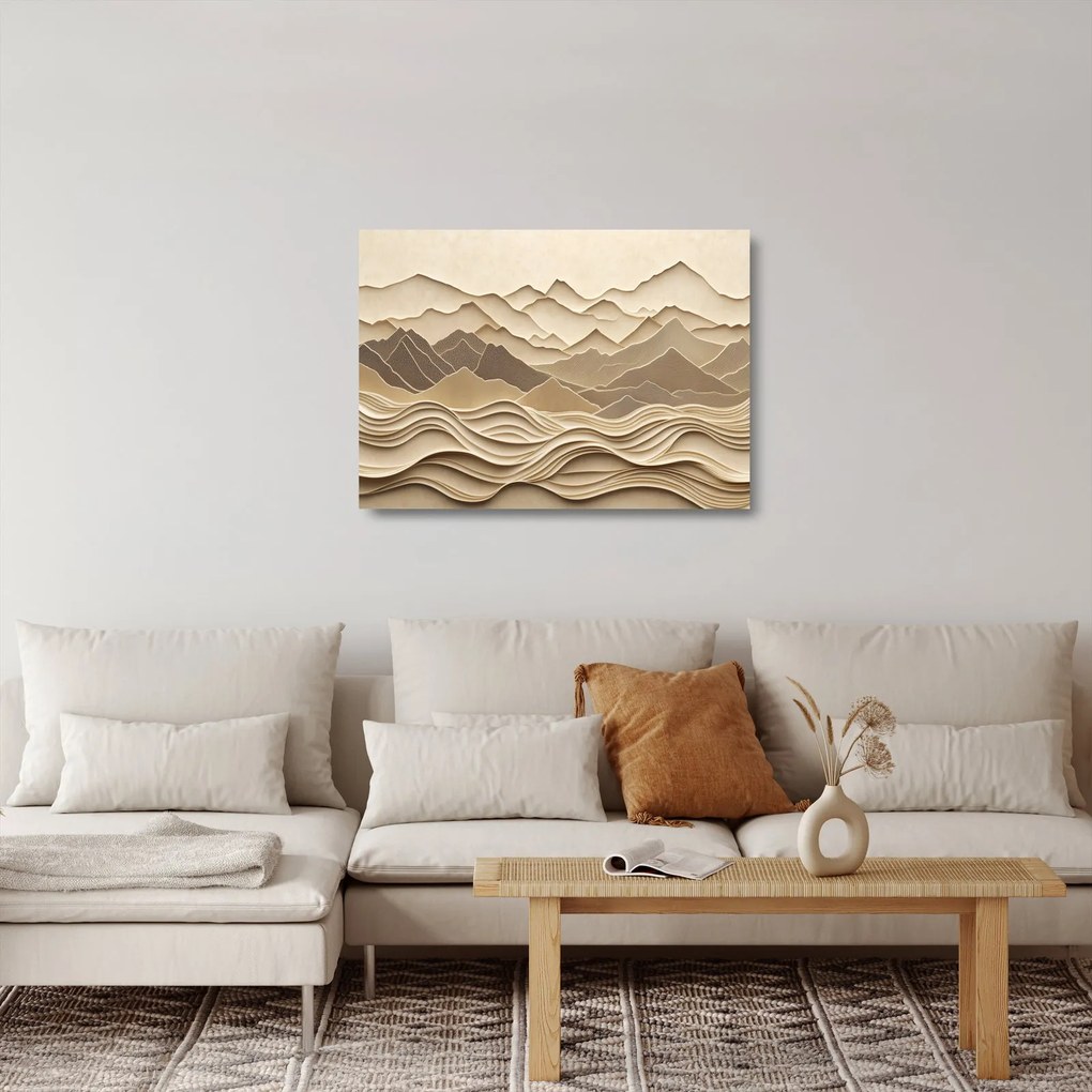 Sklenený obraz - 3D línia hôr (70x50 cm)