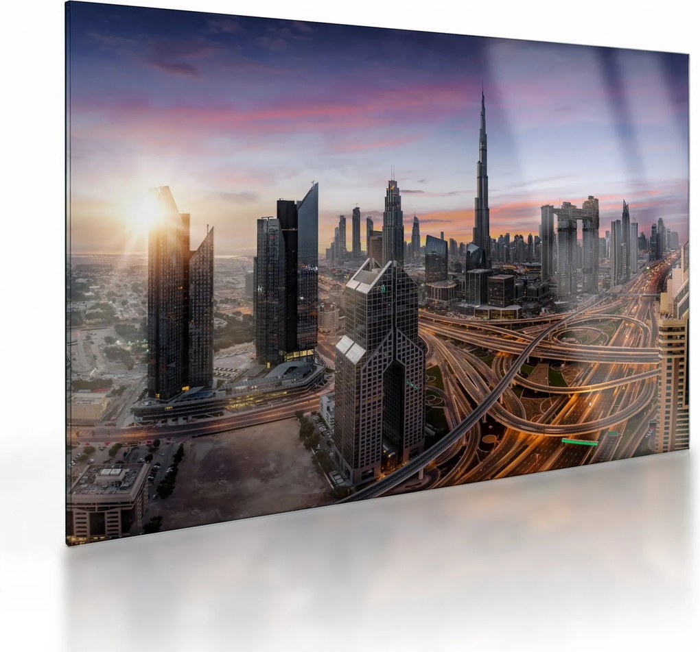 Sklenený obraz - Panorama Dubaja (70x50 cm)