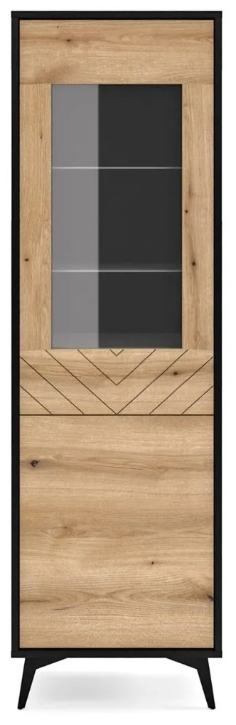 VITRÍNA PHILIPPE ČIERNA / DUB EVOKE 54 cm