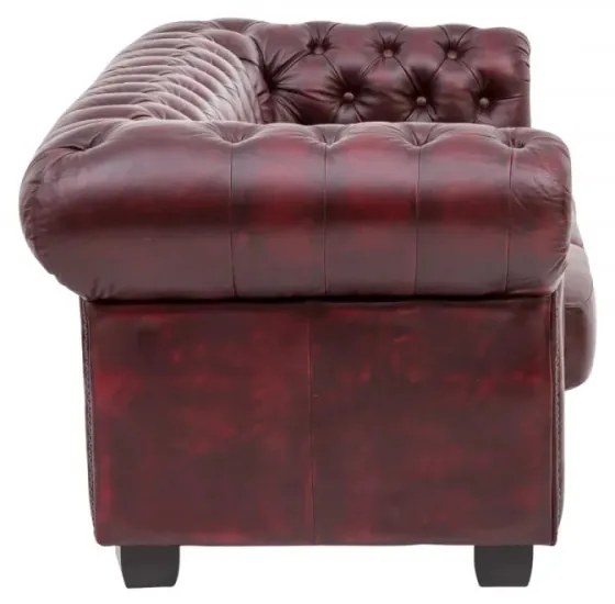 furniture-nabytek.cz - Trojmiestna pohovka Chesterfield z pravej kože, červená – 200×90×72 cm