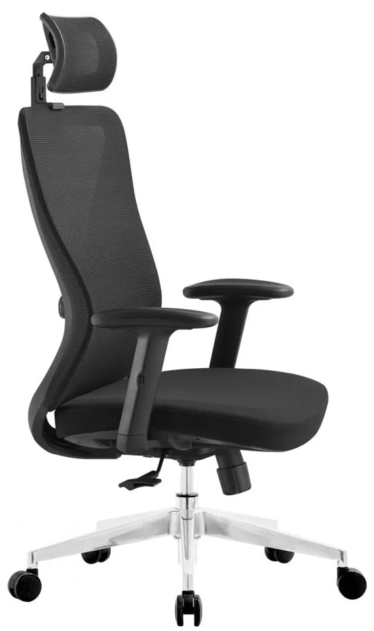 Kancelárska ergonomická stolička Neoseat NICOLE — sieť / látka, čierna, nosnosť 150 kg