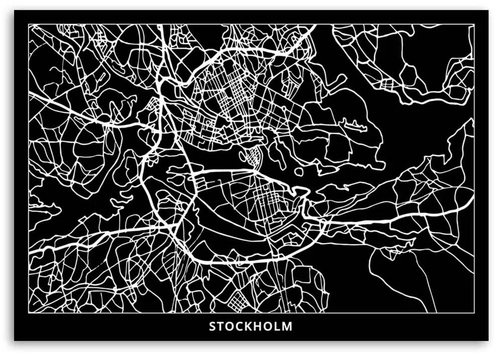 Obraz na plátně Mapa města Stockholm - 100x70 cm