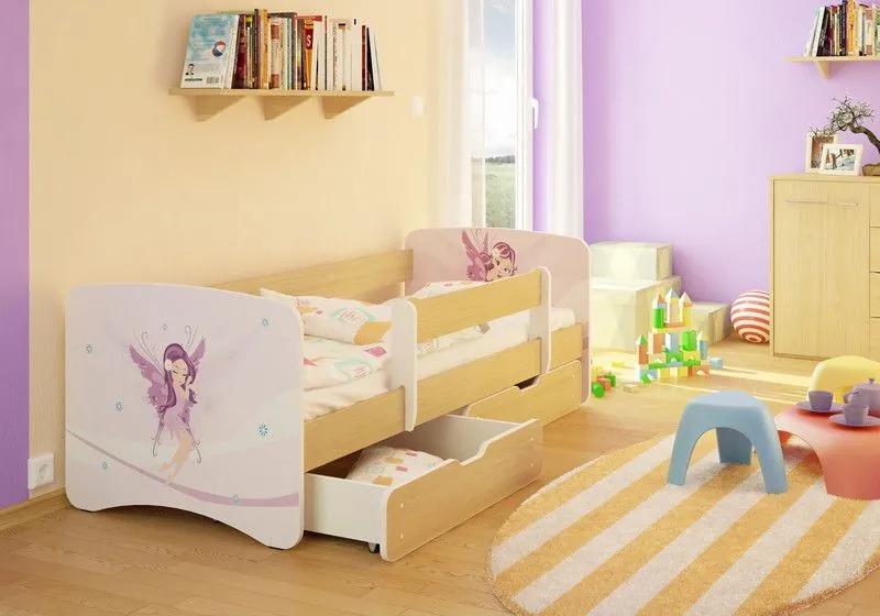 MAXMAX Detská posteľ VÍLA V OBLAKOCH funny 180x80 cm - sa zásuvkou 180x80 pre dievča ÁNO