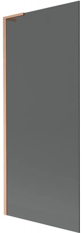Mexen Next L, 1-krídlová vaňová zástena 80 x 150 cm, 6mm šedé sklo, medený profil, 895-080-000-03-40-65