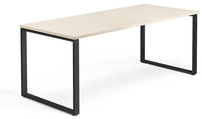 Kancelársky pracovný stôl QBUS, O-rám, 1800x800 mm, breza/čierna