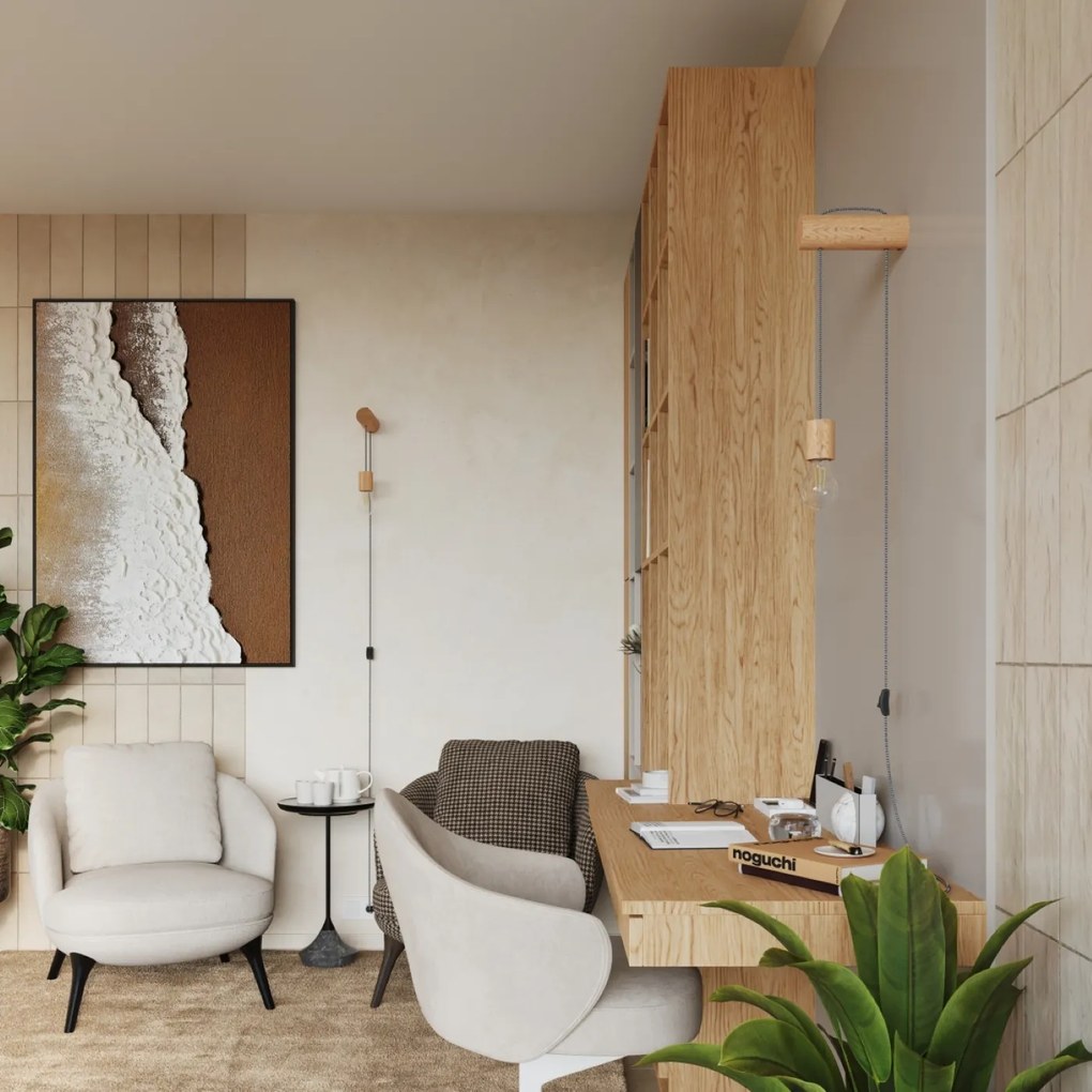 Nástenné svietidlo Nimbi 1, drevené telo svietidla