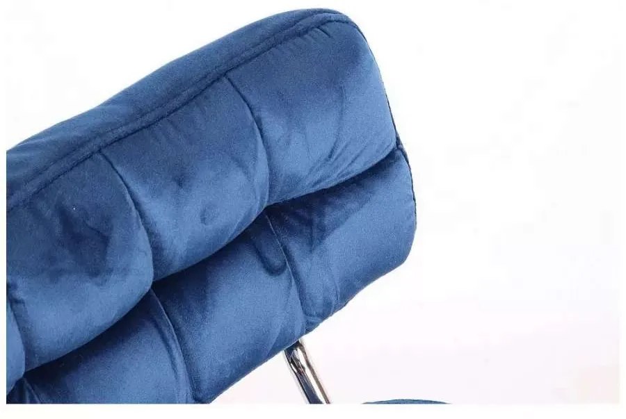 LuxuryForm DESIGN Stolička VIGO VELUR na strieborné základni s kolieskami - modrá
