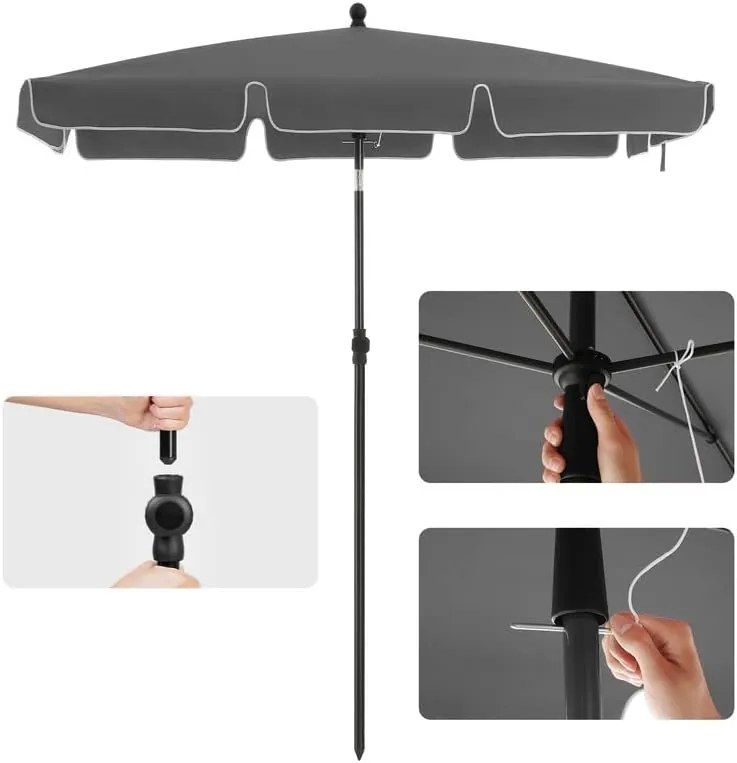 Zahradní slunečník s ochranným obalem FLAMINGO 180x125 cm šedý