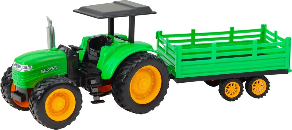 LEAN Toys Poľnohospodársky traktor s prívesom, diaľkovo ovládaný RC, zelený