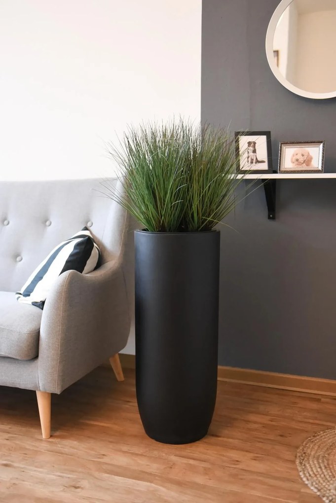 Kvetináč SOLERIO, výška 80 cm, sklolaminát, čierny