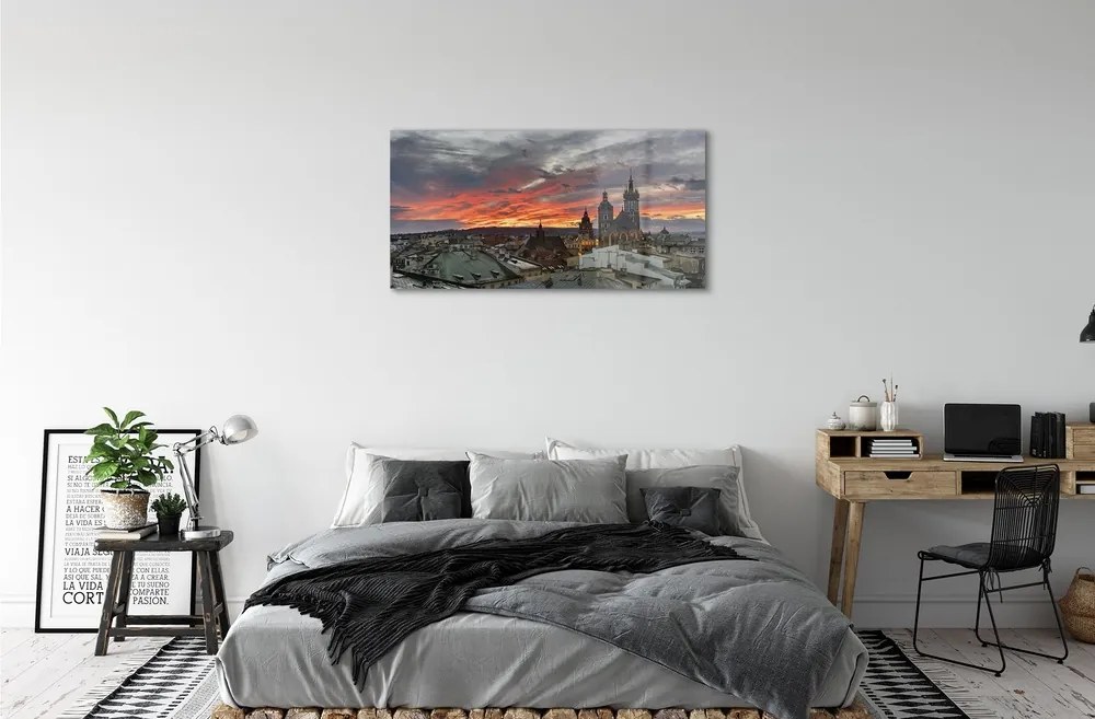 Sklenený obraz Krakow Sunset panorama 125x50 cm
