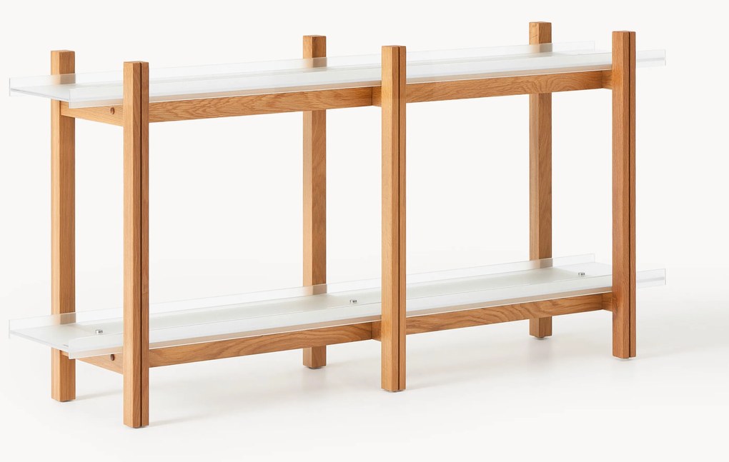 Regál z dubového dreva so sklenenými policami Alex