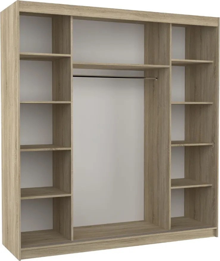 ŠATNÍKOVÁ SKRIŇA S POSUVNÝMI DVERAMI SVEZIA ČIERNA SO ZRKADLAMI 200 cm