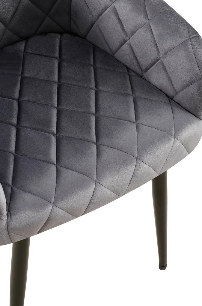 Jedálenská stolička Monett - zamat, B čierny rám - Tmavo sivá