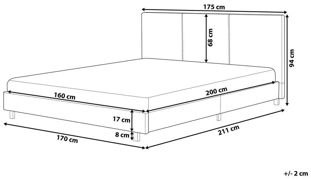 Čalúnená posteľ sivá 160 x 200 cm ALBI Beliani
