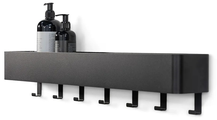 Čierna nástenná oceľová kúpeľňová polička Multi – Spinder Design