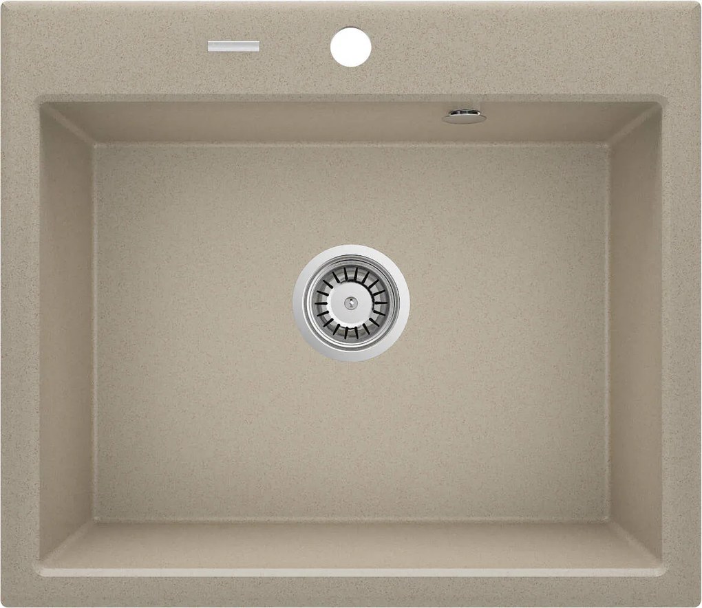 Deante Andante, granitový drez 600x520x210 mm + priestorovo úsporný sifón, 1-komorový, piesková, ZQN_7103
