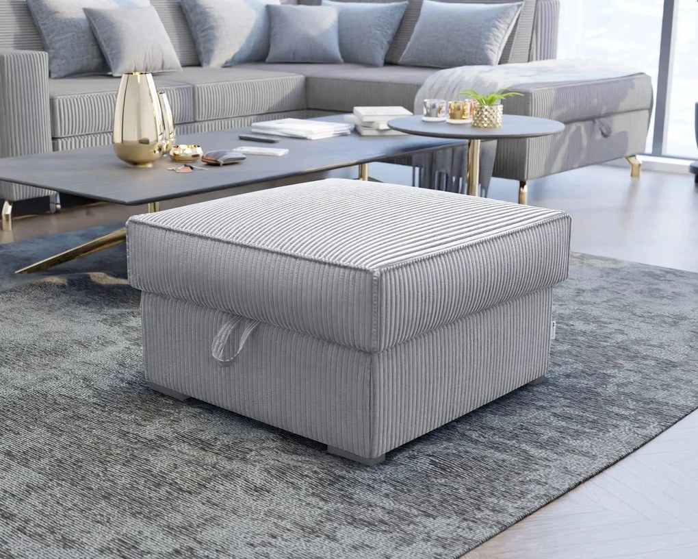Taburet SMART COSARO XL s úložným priestorom 71x71 cm, svetlosivý