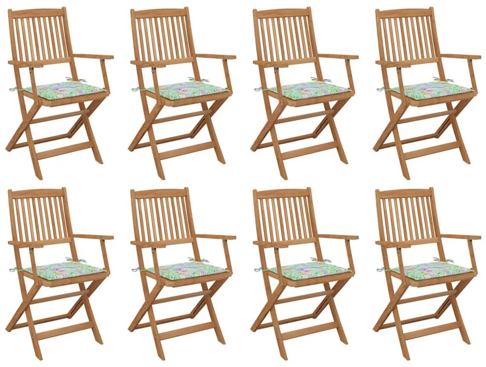 Skladacie vonkajšie stoličky s podložkami 8 ks akáciový masív 3075097