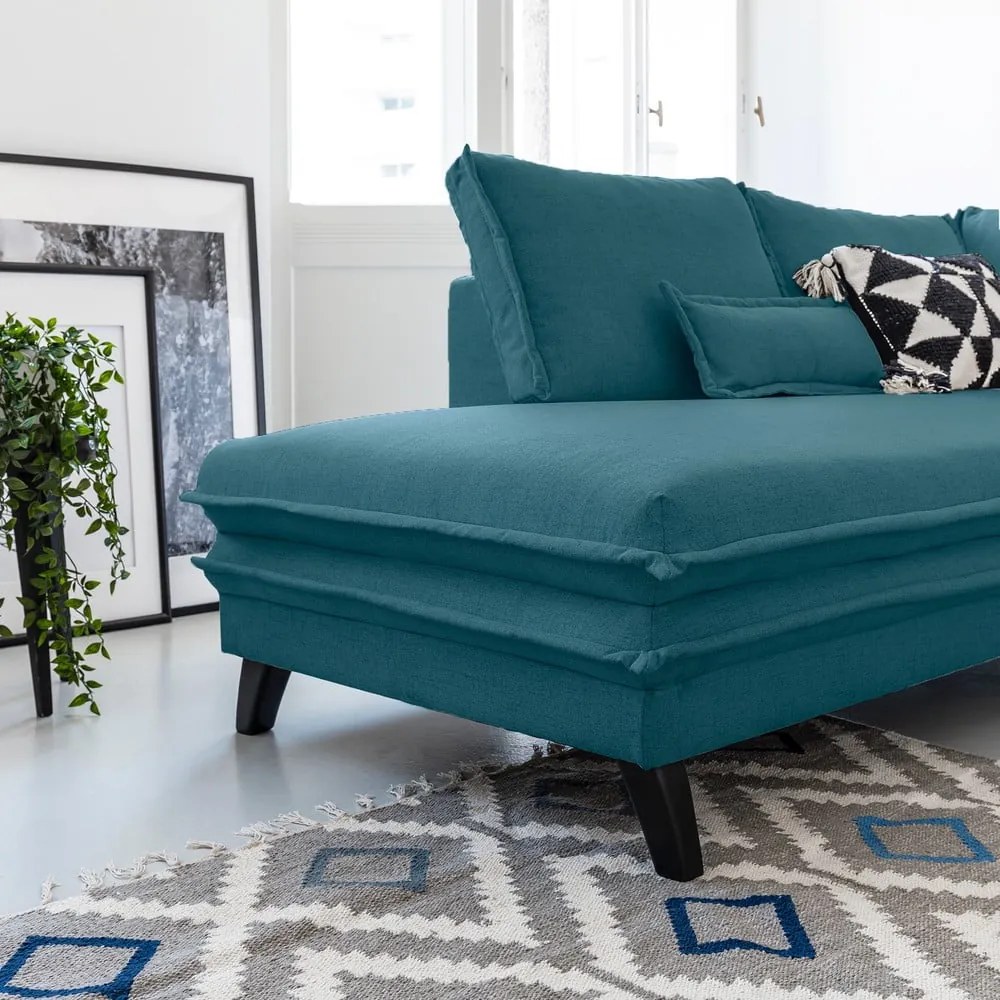 Tyrkysovomodrá rozkladacia pohovka do "U" Miuform Charming Charlie, ľavý roh