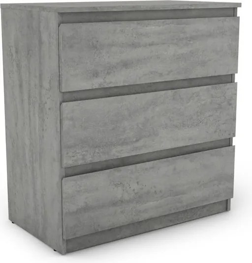 Zásuvková komoda Carlos 753S, šedý beton, výška 80 cm