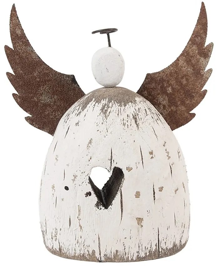 Dekorácia drevená figúrka anjel so srdiečkom Angel Rustic L - 19*6*21 cm