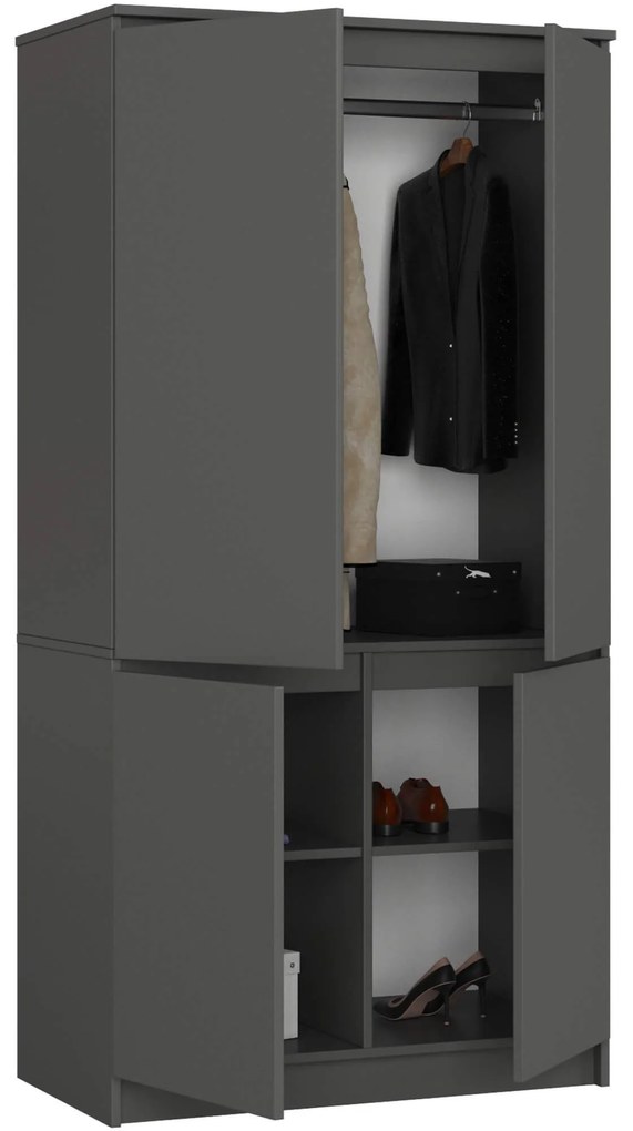 Šatníková skriňa CLP S90/4D grafitovo sivá