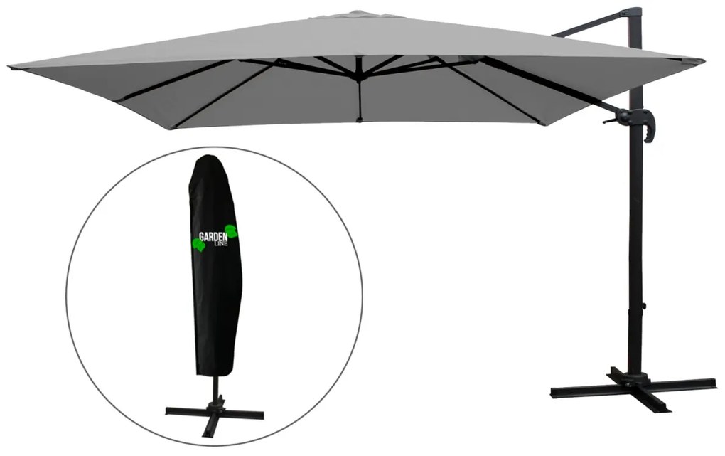 Záhradný slnečník s ochranným obalom MINI ROMA 250 x 250 cm sivý