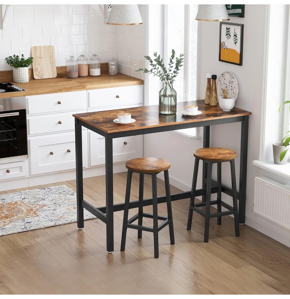 Súprava dvoch barových stoličiek VASAGLE COTLA hnedá/čierna