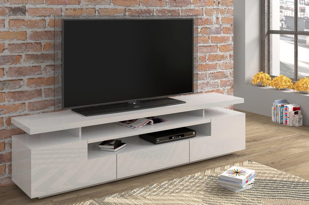 TV stolík/skrinka Evina (biely lesk). Akcia -20%. Vlastná spoľahlivá doprava až k Vám domov. 1124926
