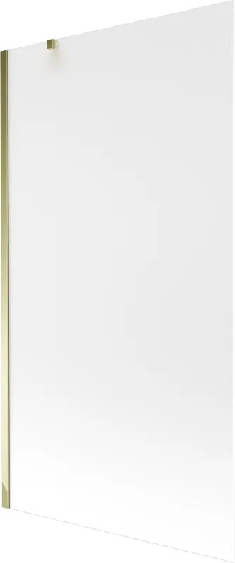 Mexen Next, vaňová zástena 1-krídlová 100 x 150 cm, fixné krídlo, 6 mm námraza sklo, zlatý profil, 895-100-000-00-30-50