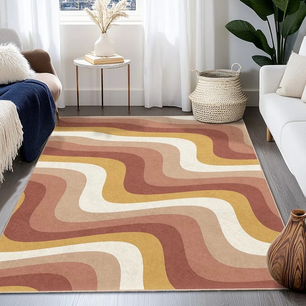 Okrovožltý/staroružový prateľný behúň 80x200 cm Creamy Strawberry Swirl – Mila Home