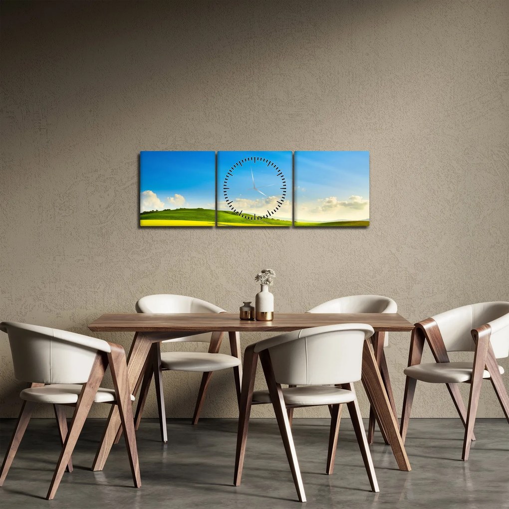 Obraz - Jarné nebo (s hodinami) (90x30 cm)