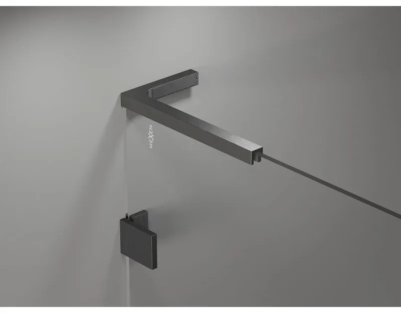 Mexen, Mexen Lunar L výklopné sprchové dvere ľavé 85 cm, priehľadné, pištoľovo sivá kartáčovaná - 834L-085-000-66-00-L