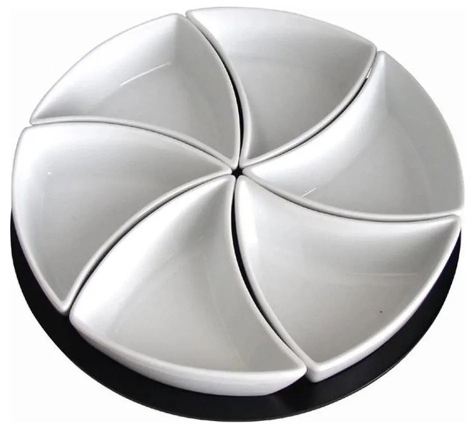 Sada misiek s podnosom TORO 6 ks keramika/drevo