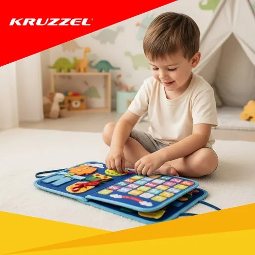 ISO Trade Kruzzel Montessori senzorická kniha pre deti 3+ – jednorožec, 7 aktivít