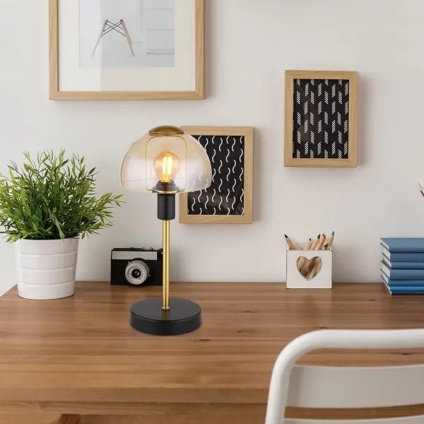 Globo 21914A - Stolná lampa KOKKINI 1xE14/25W/230V čierna/zlatá